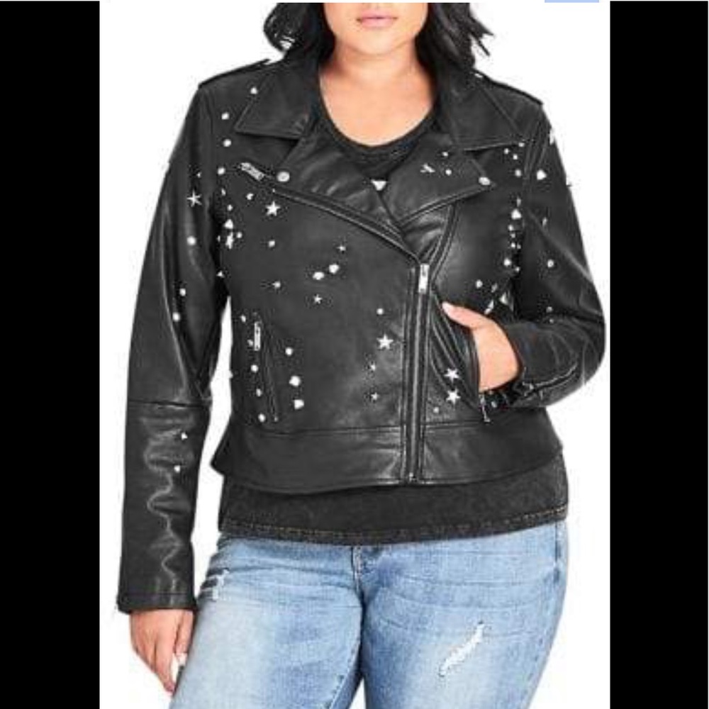 City Chic Moto Faux Leather Jacket - Picture 1 of 6